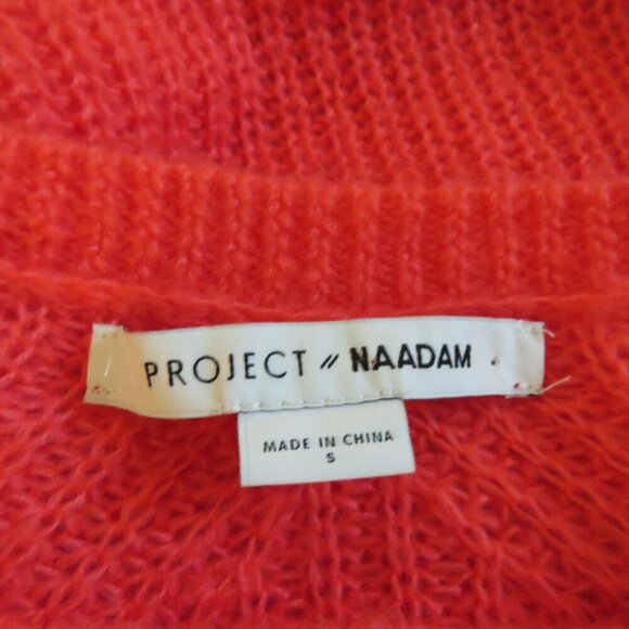 NAADAM Open Knit Bell Sleeve Tied Sweater in Coral Pink Bright - Size S - Picture 13 of 14